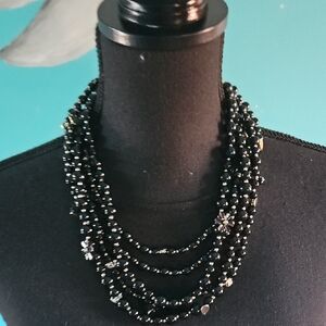 Talbots Black Multi-Strand Necklace